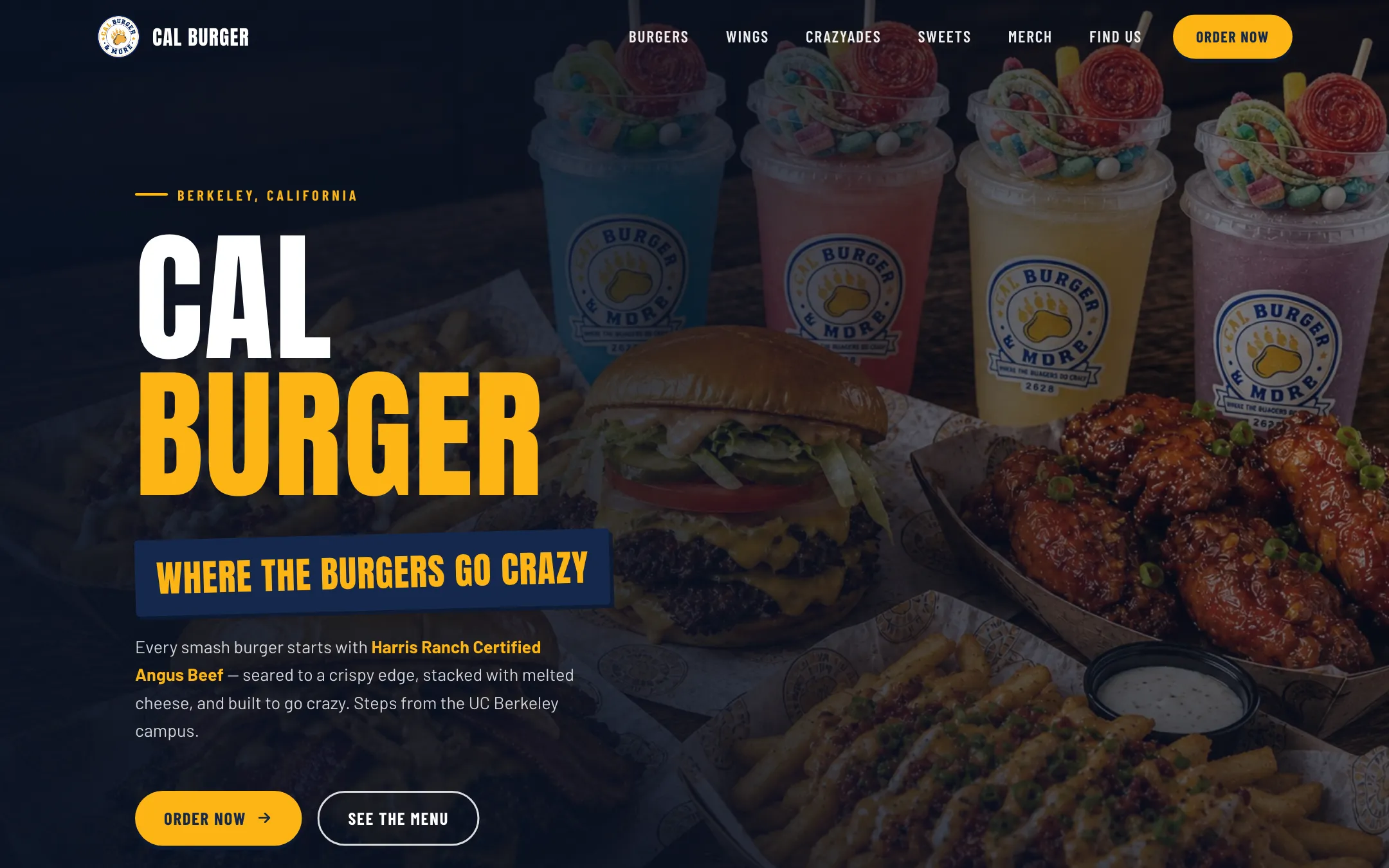 Cal Burger & More — desktop screenshot of the live site